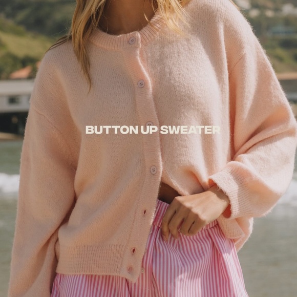 Daily Drills pink button up cardigan sweater M/L - Picture 1 of 8